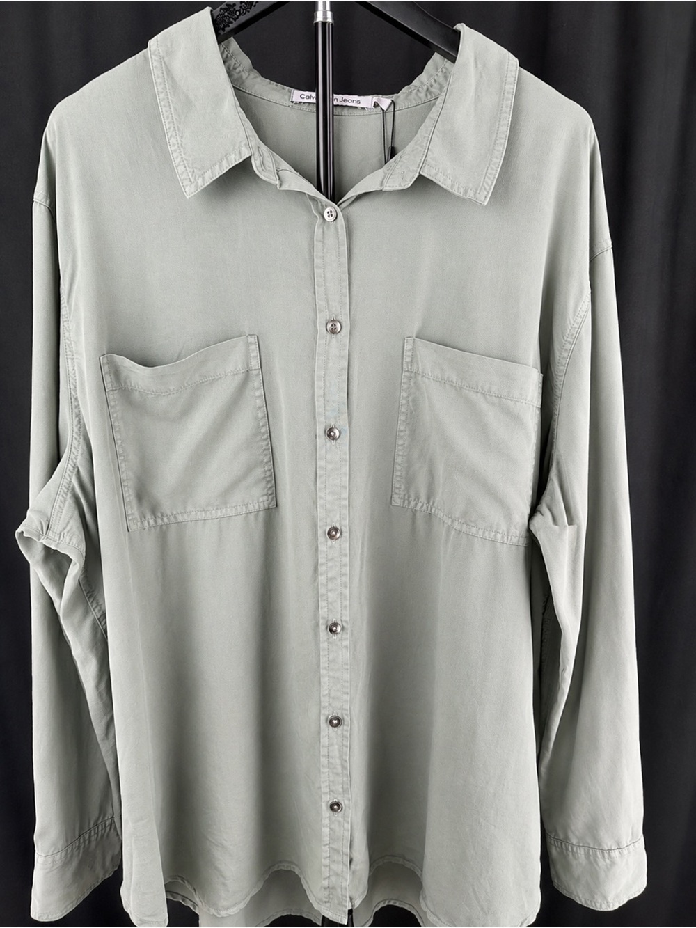 Calvin Klein Jeans Women's Sage Green Button-Down Shirt